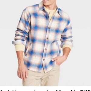 Men’s Heavyweight Frannel Long Sleeve Bottoms Down Shirt.   Sky Blue.   M